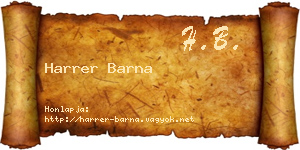 Harrer Barna névjegykártya